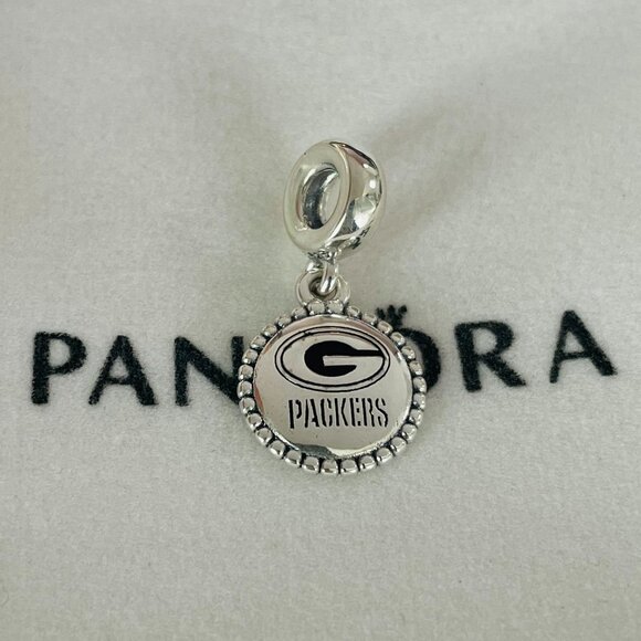Pandora Green Bay Packers Charm Football Helmet Charm Pendant - Picture 1 of 4